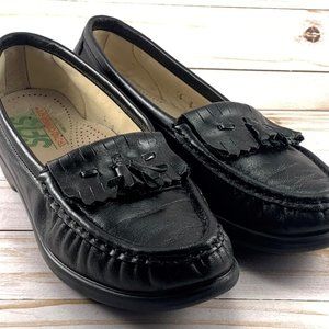 SAS Softie Kiltie Tassel Loafers Black Leather Slip On Shoes Women Narrow Size 6